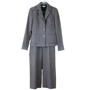 RW&CO Wool 2 Piece Pant Suit Grey Size 6 Waist Jacket Slacks Straight Leg
